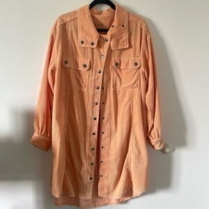 The Cordorouy Shirt Dress Orange Snap Front Oversized